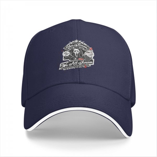 Black baseball cap with horror ice cream graphic design