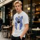 Olive T-Shirt With Blue Fantasy Animal Heads Graphic Print