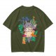 My Neighbor Totoro Graphic T-Shirt with Anime Characters and Leaves