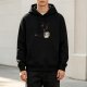 Black graphic hoodie with grumpy coffee mug print