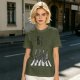 Olive T-Shirt With Anime Characters Crossing Crosswalk Print