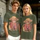 Olive T-Shirt With Monkey In Straw Hat Pirate Print