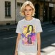 Oriental anime character graphic olive green casual t-shirt