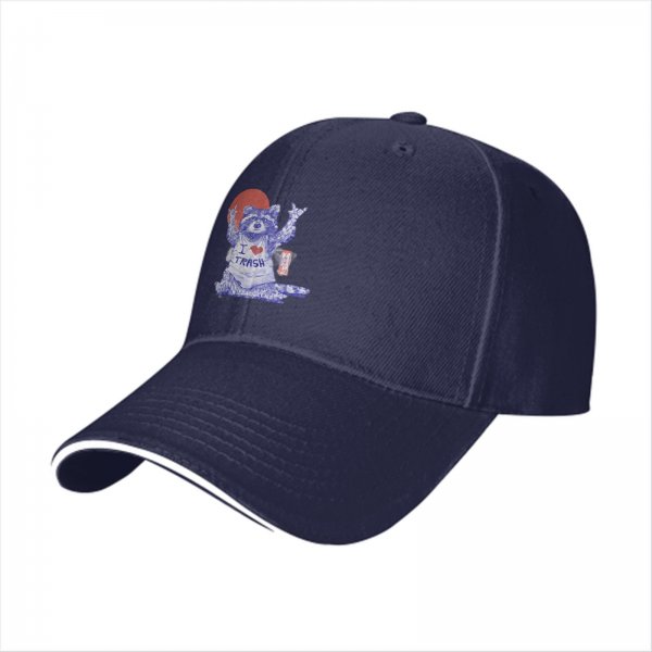 Black Baseball Cap With Raccoon I Love Trash Graphic