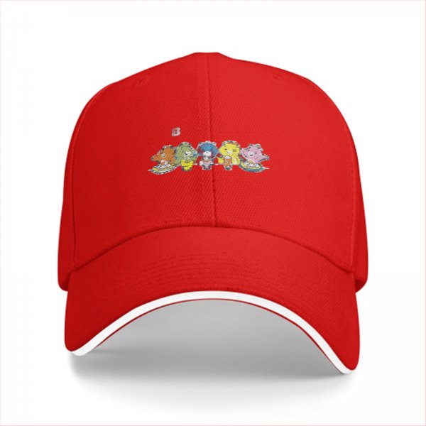 Black Baseball Cap With Colorful Cartoon Character Group Print