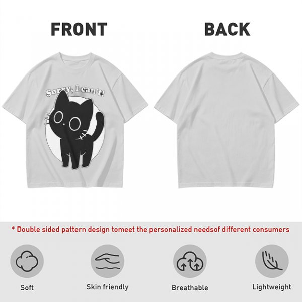 Olive T-Shirt With Sorry I Can't Black Cat Graphic Print