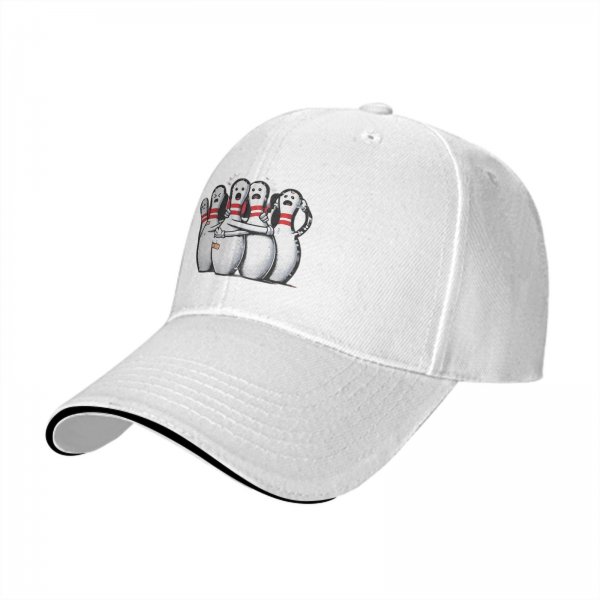 Black Baseball Cap With Scared Bowling Pins Graphic