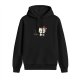 Black hoodie with grumpy Christmas cat and small tree graphic
