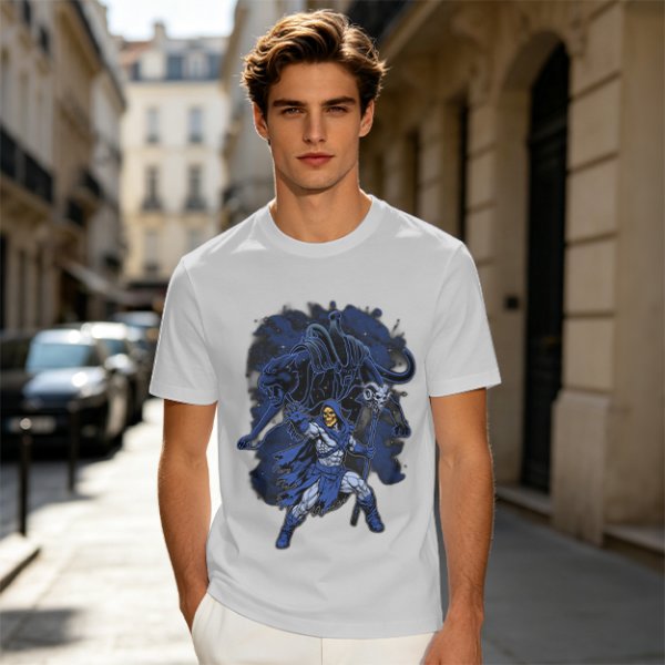 Olive T-Shirt with Skeletor Dark Fantasy Graphic Print