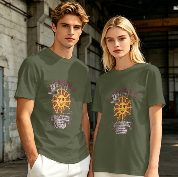 Olive t-shirt with Vitamin D sun graphic print