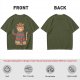 Olive T-Shirt With Freddy Krueger Themed Cat Graphic