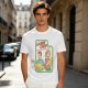 Olive graphic tee with Laser Cats retro comic print of kids holding laser cats