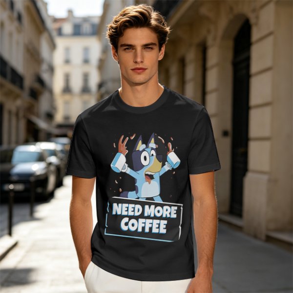 Bluey Character 'Need More Coffee' Graphic T-Shirt