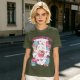 Olive T-Shirt With Cute Dinosaur Ice Cream Graphic Print