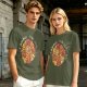 Olive t-shirt with cute puppy pile graphic and playful text