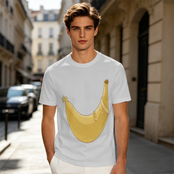 Olive Green T-Shirt With Large Banana Peel Graphic Print