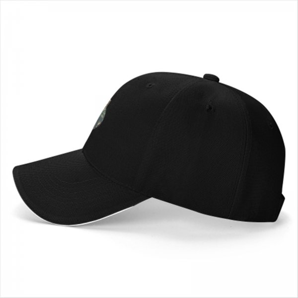 Black Baseball Cap with Traditional Landscape Art Print