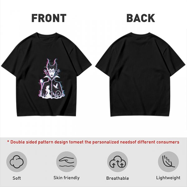 Olive T-shirt with Maleficent Glitch Art Print