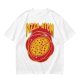 Olive green graphic t-shirt with pizza atom design