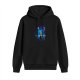 Black hoodie with night cityscape and lone figure graphic