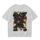 Olive T-Shirt With Cute Black Cats And Coffee Themed Print