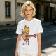 Olive T-shirt with Cute Orange Cat Playing Guitar Graphic
