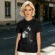 Olive Green T-Shirt With Cartoon Crow Holding Coffee Mug Print