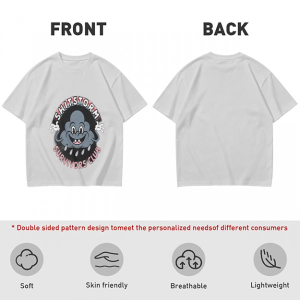 Olive Graphic T-Shirt with Shitstorm Survivors Club Cartoon Print