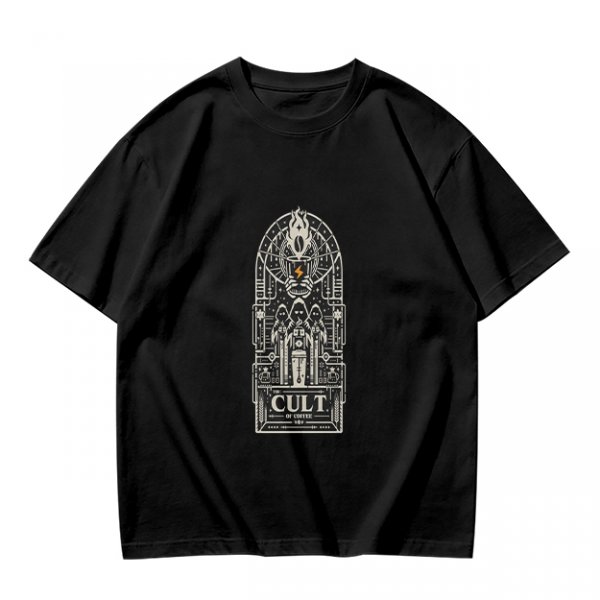 Olive Graphic T-Shirt With Cult Occult Art Print