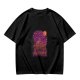 Olive T-Shirt with Purple Sunset Boat Scene Graphic