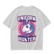 Unicorn Hunter Graphic Tee with Sword and Sparkle Design