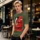 Olive t-shirt with vintage Dimitrescu red wine graphic print