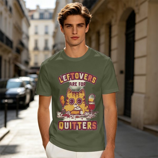 Leftovers Are For Quitters Cat Graphic T-Shirt
