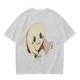 Olive T-Shirt With Cute Angry Ghost Holding Axe Graphic