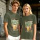 Olive Graphic T-Shirt With Coffee And Mountain Sunrise Design