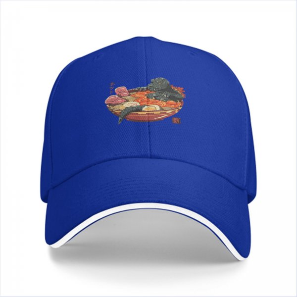 Black Baseball Cap with Godzilla Ramen Bowl Graphic Print