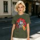 Olive T-Shirt With Laser Beam Shooting Cat Graphic