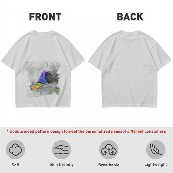 Olive T-Shirt with Witch Hat and Broom Halloween Graphic