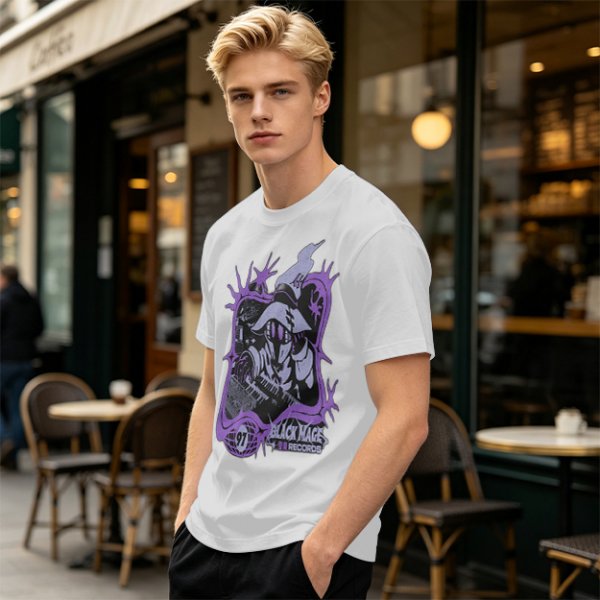 Olive Graphic T-Shirt with Black Mage Records Wizard Artwork
