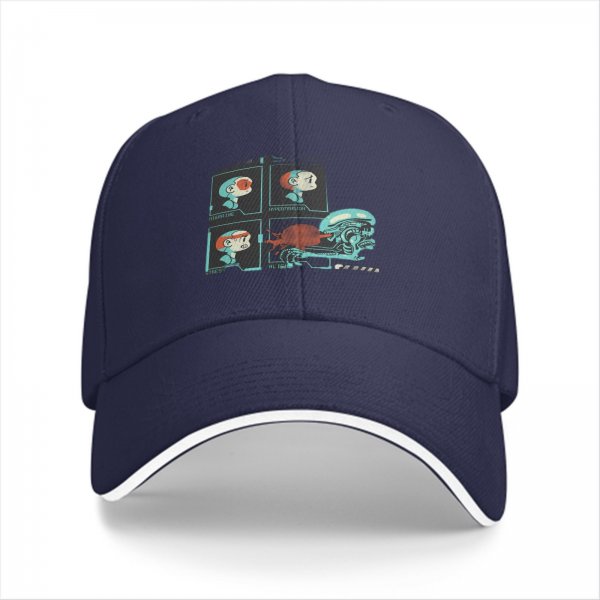Black Baseball Cap With Sci-Fi Alien Facehugger Art Print
