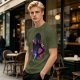Olive t-shirt with neon star wars style female silhouette print