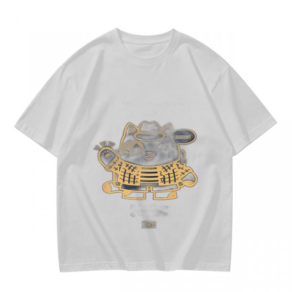 Olive Green T-Shirt With Stylish Cat Graphic Print