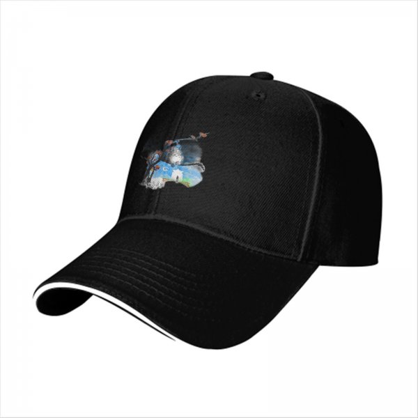 Black Baseball Cap With Whimsical Night Tree And Sheep Art Print