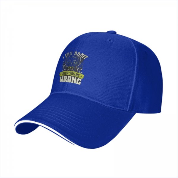 Black baseball cap with funny admitting wrong cat graphic