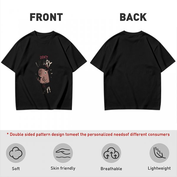 Olive Green T-Shirt With Don't Worry Cute Capybara Graphic