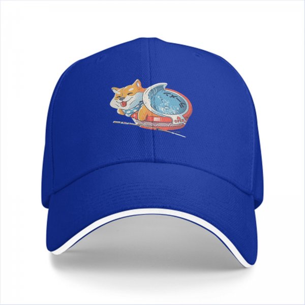 Black Baseball Cap With Cute Shiba Inu Ramen Bowl Graphic