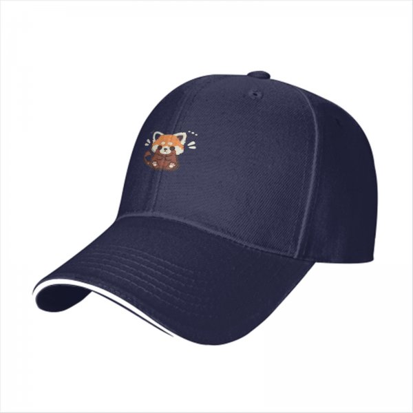 Black Baseball Cap With Cute Worried Red Panda Graphic