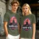 Olive T-Shirt with Haunted Castle Silhouette Graphic Design