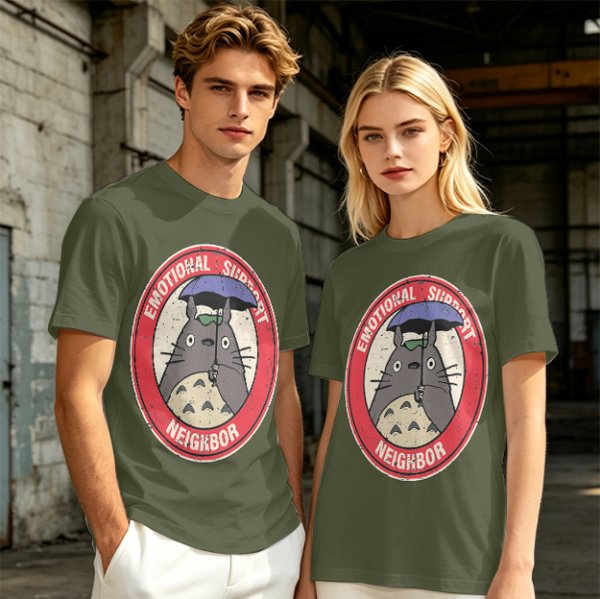 Olive T-Shirt with Emotional Support Neighbor Totoro Graphic