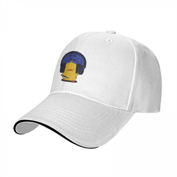 Black Baseball Cap With Cute Yellow Duck Wearing Headphones Graphic
